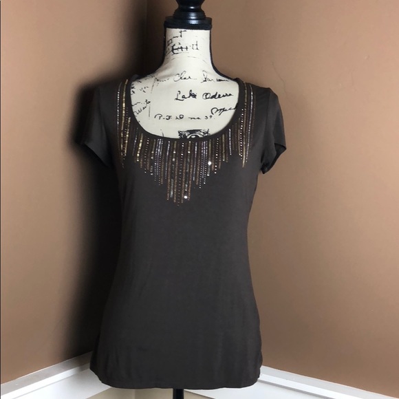 White House Black Market Tops - White House Black Market Brown Shirt